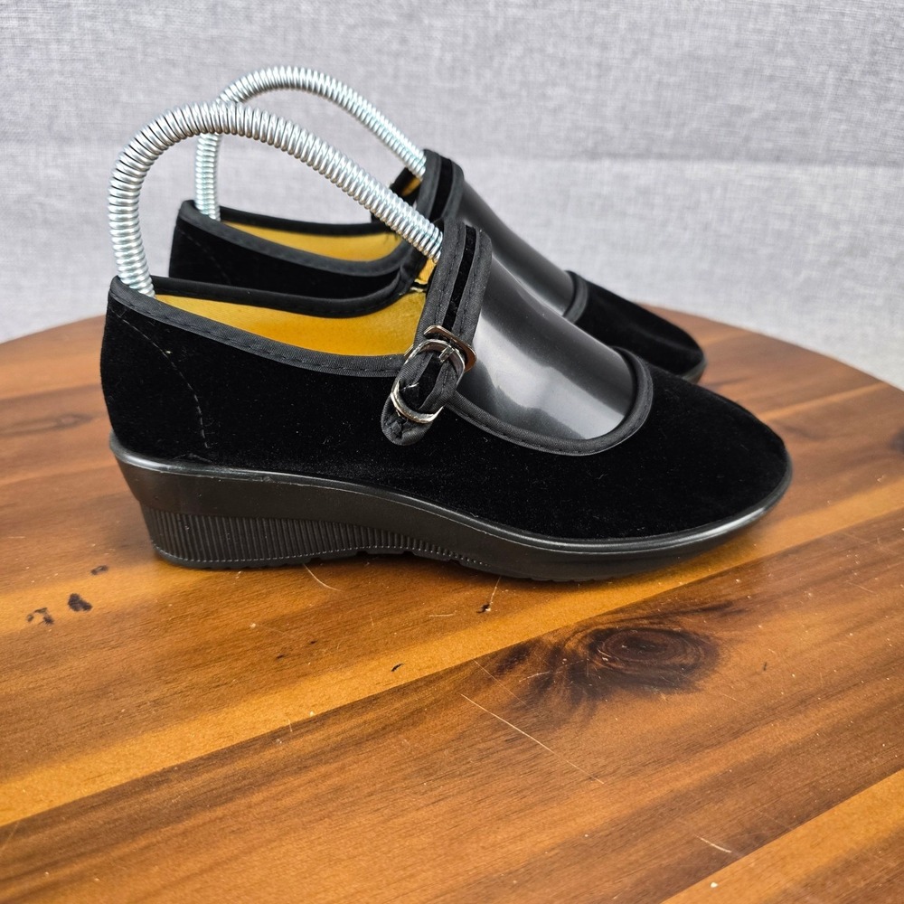 Double Coin Black Velvet Mary‎ Jane Martial Arts Tai Chi Shoes Womens 230 6.5